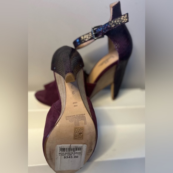 NWT Belle Sigerson Morrison Burgundy Suede Open Toed High Heels !! - Picture 12 of 13
